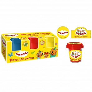 Тесто для лепки Три Кота 3 цвета 50 гр, разные комбинации оттенков (MultiArt, 350-TC (48)) (ассортимент)